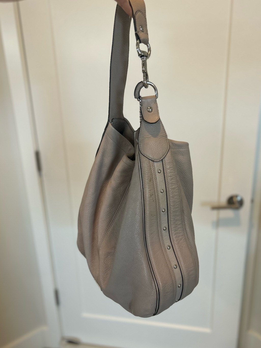 Coach Park Avery Studded Hobo Bag In Tan Leather